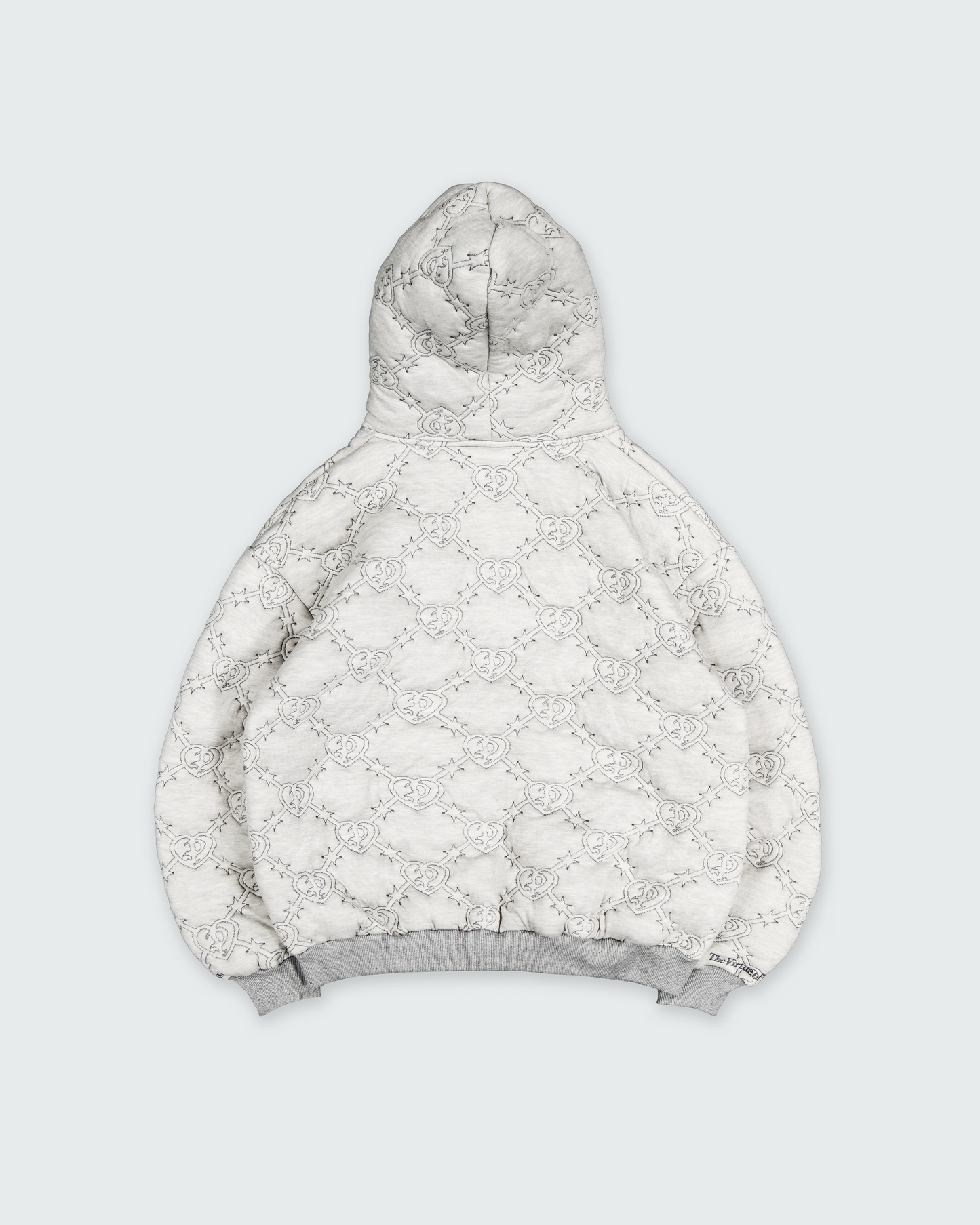 QUILTED ZIP UP HOODIE_GREY