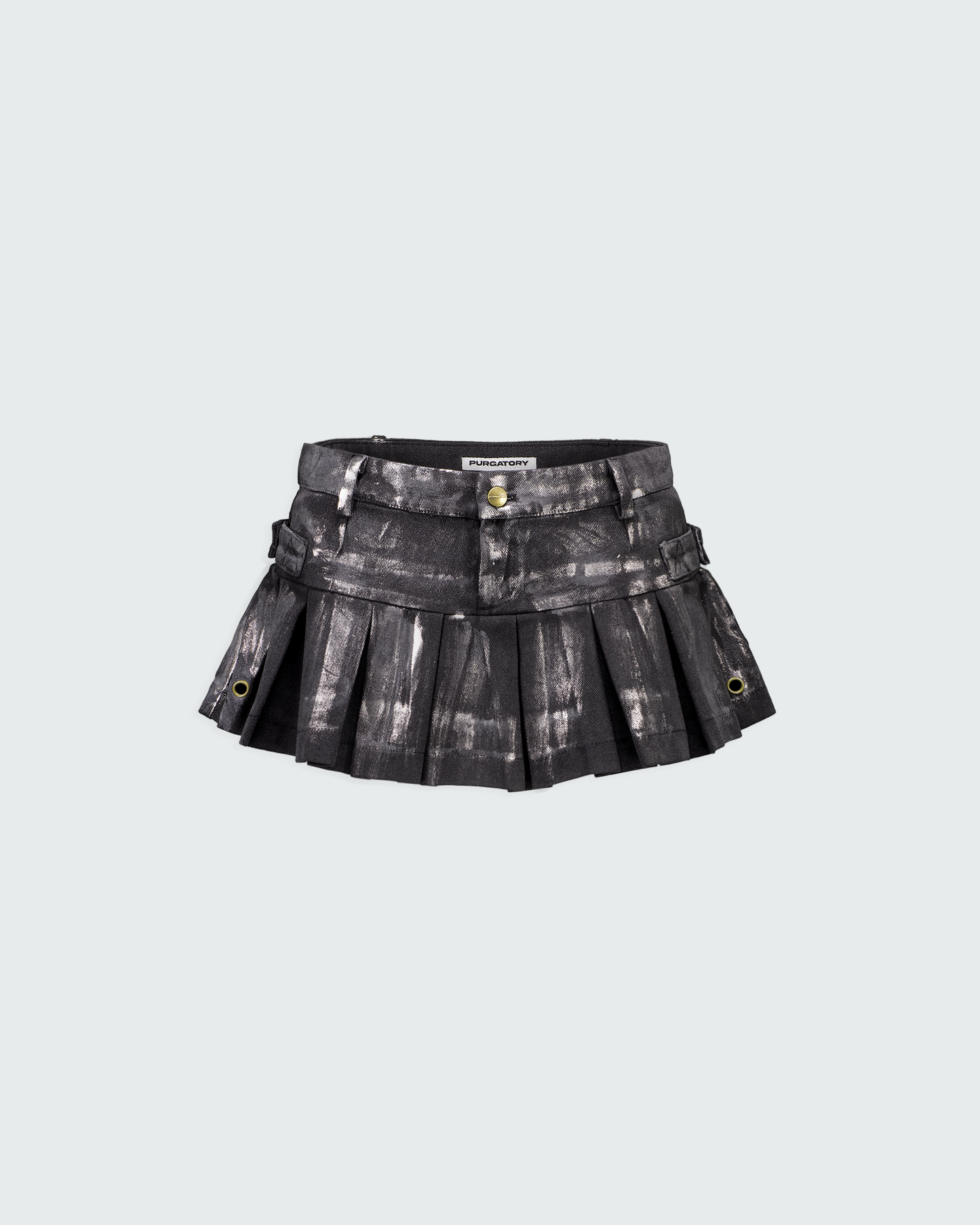 WAXED DENIM MINI SKIRT